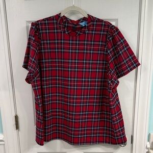 GUC Draper James plaid short sleeve top. Size 2X.